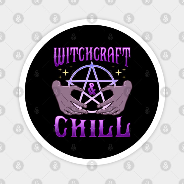 Witchcraft and Chill Occult Pentagram Halloween Magnet by creative